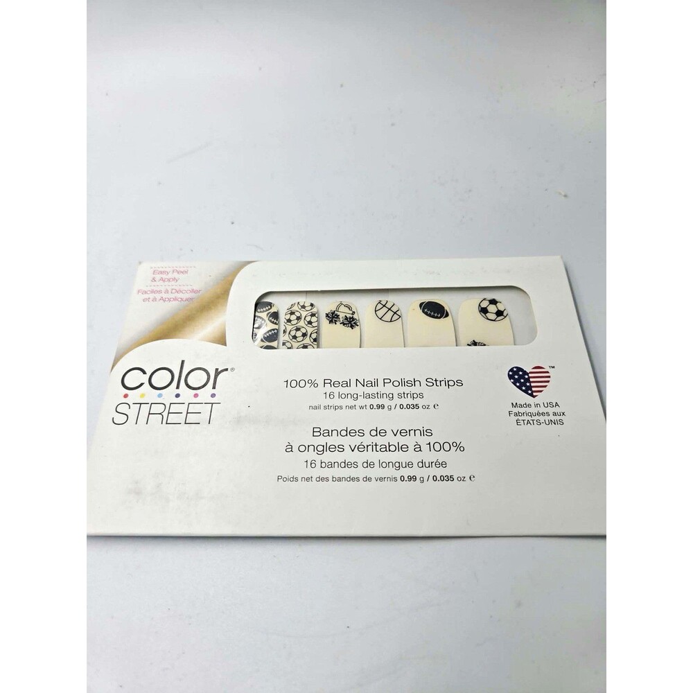 Color Street Dream Team White/Black Gloss Nail Polish Strips FDL052 0.035oz